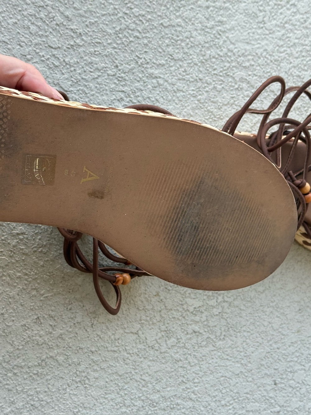 Anthropologie Platform Woven Raffia & Leather Lace Up Sandals Sz 40 US 9.5 Brown - Picture 12 of 14